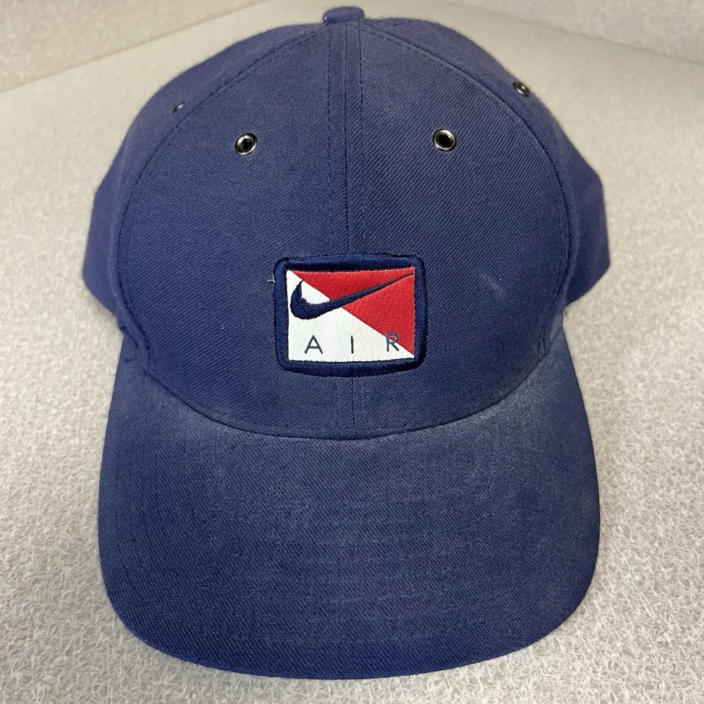 Vintage Y2K Nike Air Adjustable Strapback Hat Cap Blue Swoosh Red Max tailwind